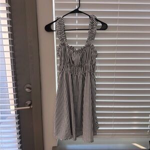 Gray and White Striped Dress